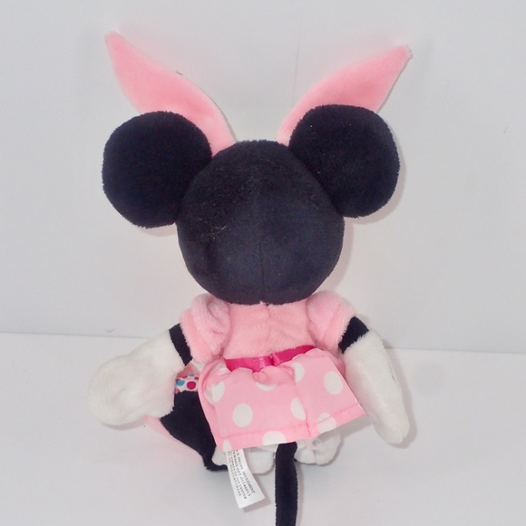Disney Baby Minnie Mouse Pink Polkadot Dress Bunny Plush With Rattle Feet 8" - Picture 3 of 12